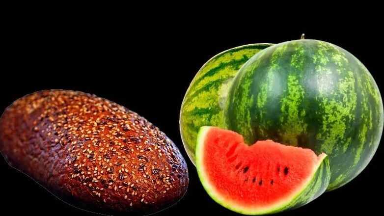 watermeloen met zwart brood voor gewichtsverlies